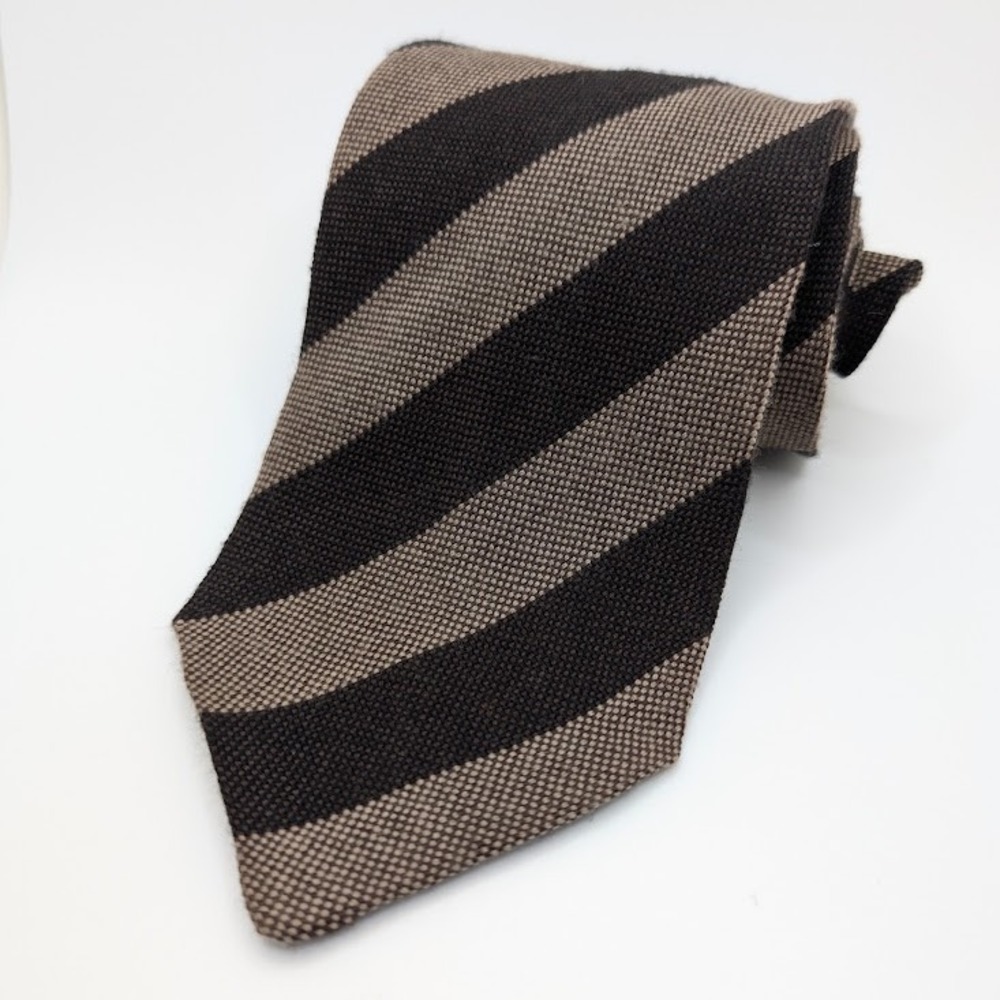90s Giorgio Armani A Milano Borgonuovo 21 Wool Tie Brown Striped Black Label